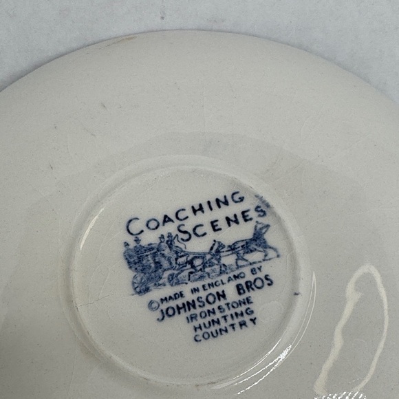 Johnson Brothers Coffee Cups and Saucers COACHING SCENES Regency Blue and White - Picture 9 of 11